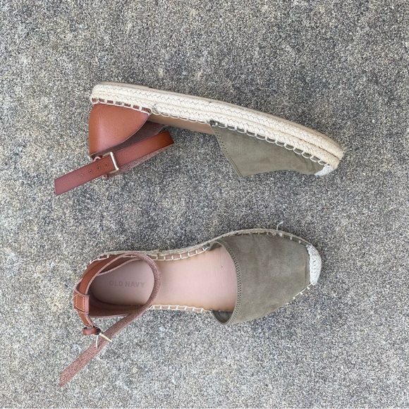 Old Navy Olive Green Espadrille Flats with Ankle Strap size 8 - Picture 2 of 5